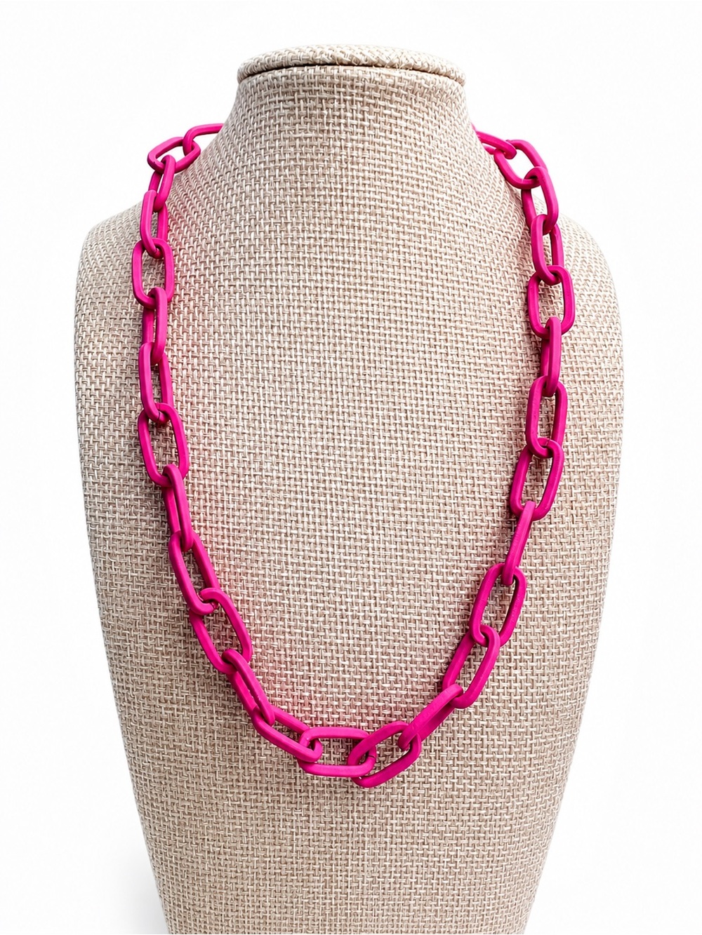 Vibrant Hot Pink Paperclip Link Chain Necklace